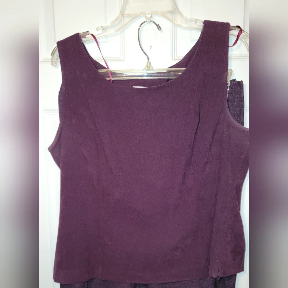 Ladies Size 14 3 Piece Plum Colored Pant Suit - Picture 2 of 9